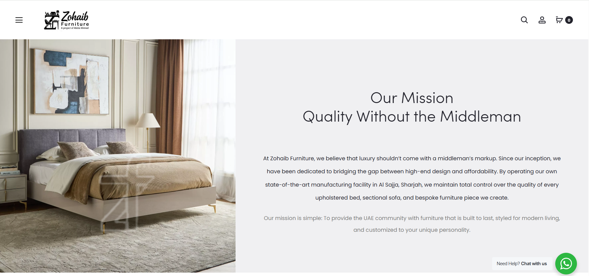 Zohaib Furniture – Shop Page Mobile View